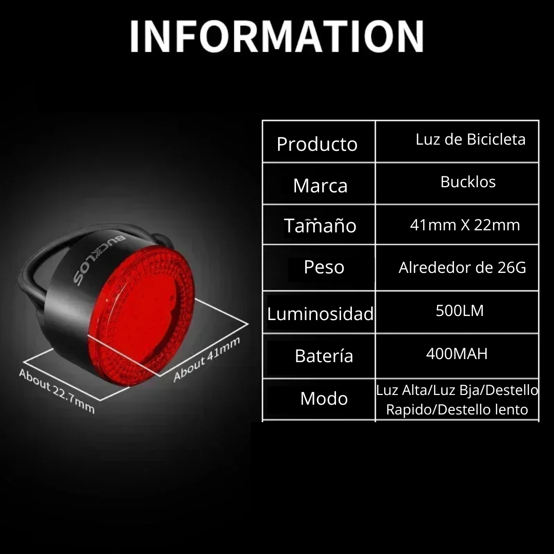 Luces LED BUCKLOS COB. Recargables por USB