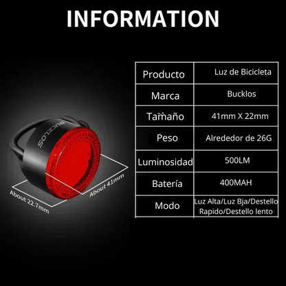 Luces LED BUCKLOS COB. Recargables por USB